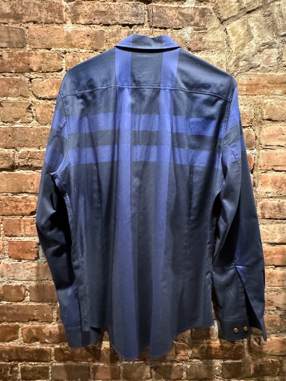Vivienne Westwood Men's Navy Blue Expanded Tartan Long-Sleeve Shirt - Size V - Picture 13 of 15